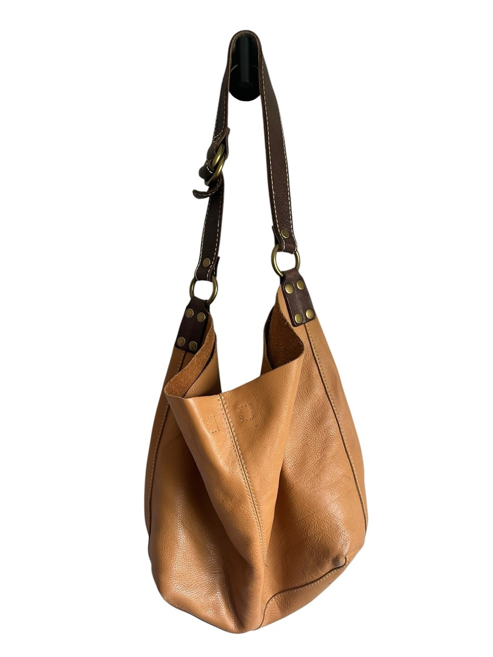 Lucky Brand Vintage Leather Tan Brown Slouchy Hobo - Picture 3 of 13